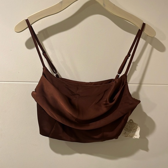 Cropped spaghetti strap silk top - Picture 1 of 4